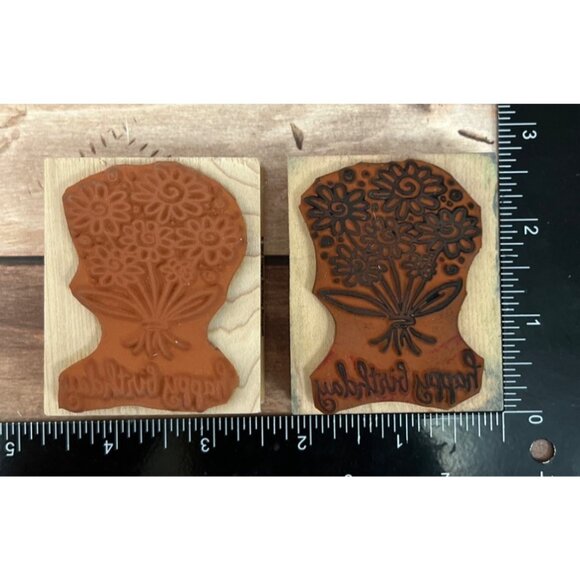 Hero Arts Wood Mounted Rubber Stamp Happy Birthday Bouquet E2092 - Picture 2 of 3